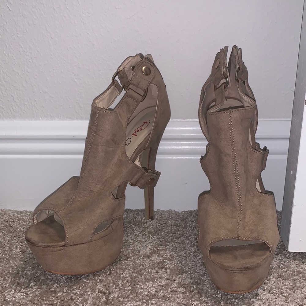 Tan High Platform Heels